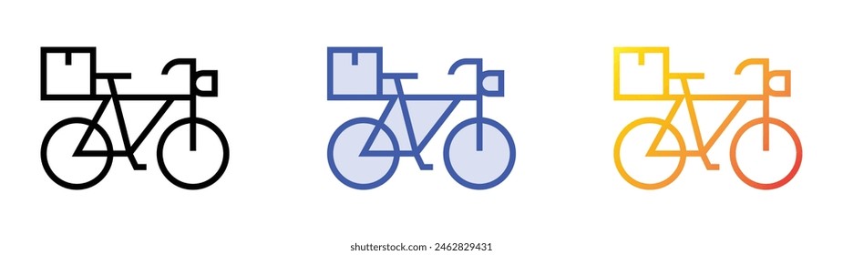 delivery bike icon. Linear, Blue Fill and Gradient Style Design Isolated On White Background