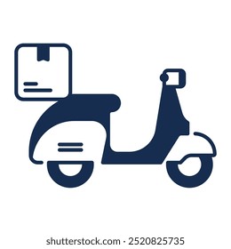 Icono de bicicleta de entrega. Entrega, Scooter, Moto, Moto, Transporte, Hombre, Para llevar, Envío y entrega, Comida a domicilio. Ilustración de icono de Vector