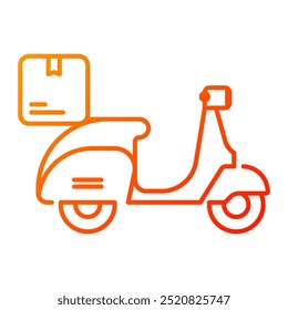 Icono de bicicleta de entrega. Entrega, Scooter, Moto, Moto, Transporte, Hombre, Para llevar, Envío y entrega, Comida a domicilio. Ilustración de icono de Vector