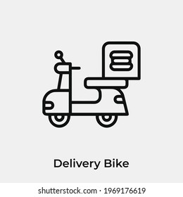 delivery bike icon vector. Linear style sign for mobile concept and web design. delivery bike symbol illustration. Pixel vector graphics - Vector.