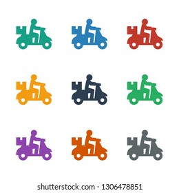 delivery bike icon white background. Editable filled delivery bike icon from e-commerce. Trendy delivery bike icon for web and mobile.
