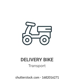 Delivery Bike Outline Vector Icon. Thin Line Black Delivery Bike Icon, Flat Vector Simple Element Illustration From Editable Transport Concept Isolated Stroke On White Background