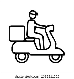delivery bike rider, Package delivery, shipping related line icon