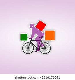 delivery bike silhouette sign for 3 empty color box brand package