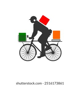 delivery bike silhouette sign for 3 empty color box brand small package