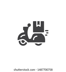Delivery bike vector icon. filled flat sign for mobile concept and web design. Express food delivery service glyph icon. Symbol, logo illustration. Vector graphics