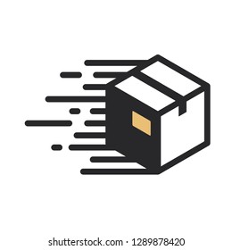 Delivery black box with fast lines. Fast delivery service postbox icon vector eps10.
