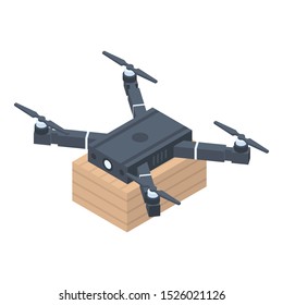 Delivery black drone icon. Isometric of delivery black drone vector icon for web design isolated on white background