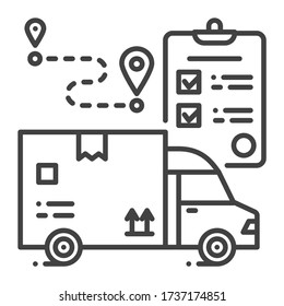 Icono de línea negra de entrega. Señal de transporte de mercancías y lista de comprobación. Envío urgente. Logística mundial. Iniciar sesión en la página web, aplicación. elemento de diseño de interfaz gráfica de usuario (GUI) de UI UX. Trazo editable.