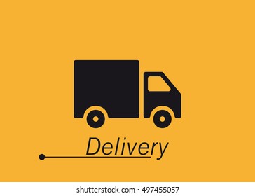 Delivery Black Vector Symbol isolated on orange background