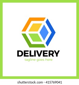 Delivery Box Arrow Logo. Colorful cube