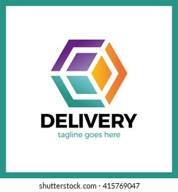 Delivery Box Arrow Logo. Colorful Gradient Style