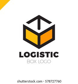 Delivery Box with Arrow Logo. Colorful line style