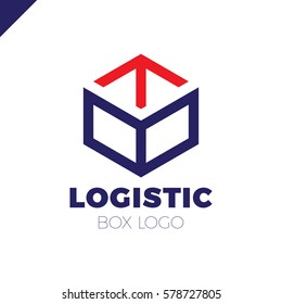 Delivery Box with Arrow Logo. Colorful line style