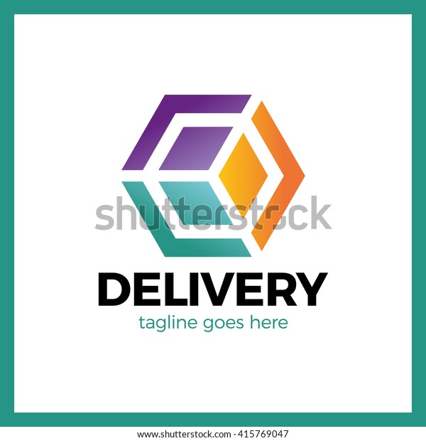 Delivery Box\
Arrow Logo. Colorful gradient\
style