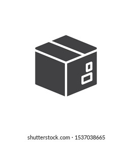 Delivery box, cardboard vector icon. filled flat sign for mobile concept and web design. Parcel box packaging glyph icon. Symbol, logo illustration. Vector graphics