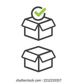 Delivery box and Checkmark, icon.