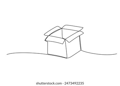 Delivery box continuous line sketch. Package outline icon. Vector cardboard container, parcel