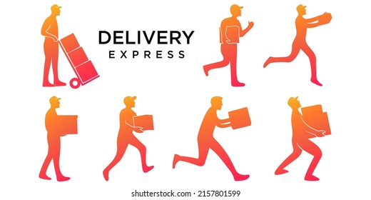 Delivery ,box and courier icon set Logo Design Vector Template