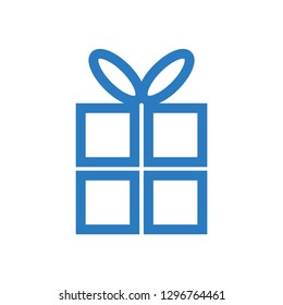 Delivery box - Gift box line art vector icon - blue