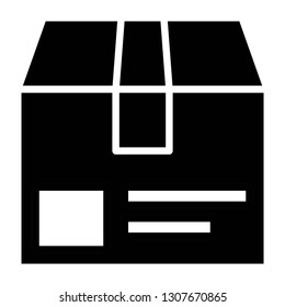 delivery box icon design with creative modern concept and black and white glyph style logo shape for pictogram, website, ecommerce, satartup, web button design vector eps 10