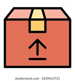 Delivery box icon flat line style illustration representing parcel shipment and packaging, suitable for e-commerce, logistics, and courier service projects