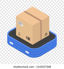 Delivery box icon. Isometric of delivery box vector icon for on transparent background