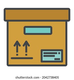 Delivery box icon. Outline delivery box vector icon color flat isolated on white