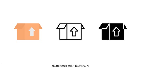 Delivery box icon. Service flat, silhouette, line vector illustration on white background