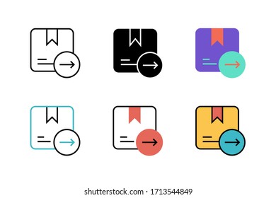 delivery box icon vector illustration with six different style design. isolated on white background