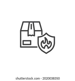 Delivery box insurance line icon. linear style sign for mobile concept and web design. Shipping insurance outline vector icon. Symbol, logo illustration. Vector graphics