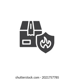 Delivery box insurance vector icon. filled flat sign for mobile concept and web design. Shipping insurance glyph icon. Symbol, logo illustration. Vector graphics