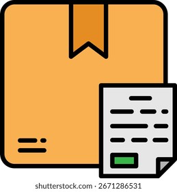 Caja de entrega con el icono de Factura en estilo de contorno