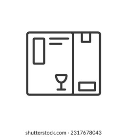 Lieferkastenzeilensymbol. Pappschachtel-Styleszeichen. Paketbox Verpackung Umriss Vektorsymbol. Symbol, Logo, Abbildung. Vektorgrafik