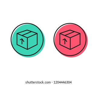 Delivery box line icon. Logistics shipping sign. Parcels tracking symbol. Positive and negative circle buttons concept. Good or bad symbols. Package Vector