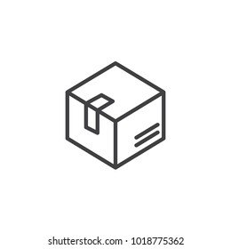 Delivery box line icon, outline vector sign, linear style pictogram isolated on white. Box, package, parcel symbol, logo illustration. Editable stroke