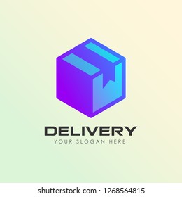 diseño del logotipo de la caja de entrega. icono de la plantilla de diseño del logotipo de mensajería vectorial