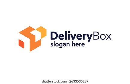 Delivery box logo design. Logistics box concept vector design with abstract arrow up modern symbol graphic icon