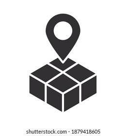 delivery box map pointer geotag location vector illustration silhouette icon