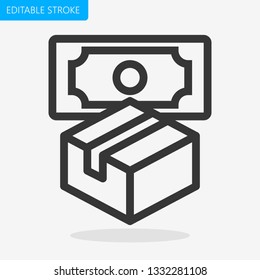 Delivery Box Money Editable Stroke  Pixel Perfect Vector