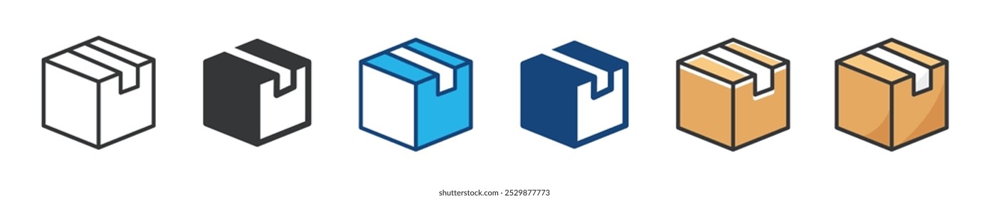 Coleção de ícones de estilo multi série da caixa de entrega. Ilustração de vetor de símbolo e ícone mínimo