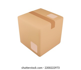 Delivery box on isolated background. Cardboard or carton realistic delivery boxes with scotch tape and labels. 3d realistic package boxes. Vector illustration