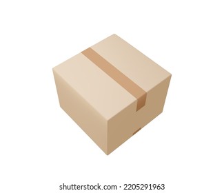 Delivery box on isolated background. Cardboard or carton realistic delivery boxes with scotch tape. 3d realistic package boxes. Vector illustration