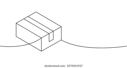 Delivery box one line continuous drawing. Storage box. Vector illustration.