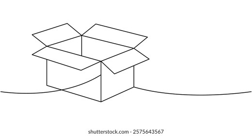 Delivery box one line continuous drawing. Carton delivery packaging box. Vector illustration.