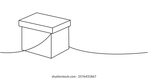 Delivery box one line continuous drawing. Packaging box. Vector illustration.