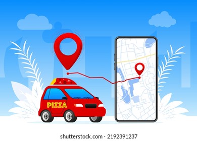 Delivery box. Online Fast delivery service. Tracking, service. Vector stock illustration.