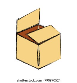 Delivery box open cartoon