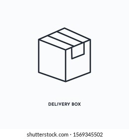 Delivery box outline icon. Simple linear element illustration. Isolated line Delivery box icon on white background. Thin stroke sign can be used for web, mobile and UI.