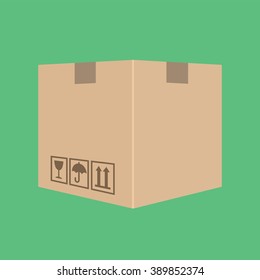delivery box package cardboard with green background